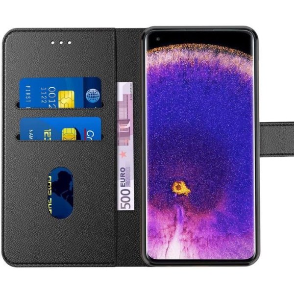 Beskyttelsesetui til OPPO Find X5 - E.F.CONNECTION - Lædereffekt - Magnetlukning - Sort Svart