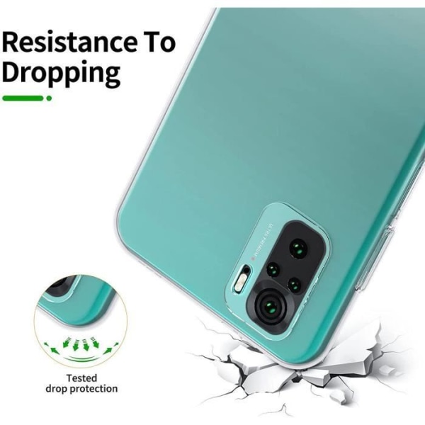 Etui til Redmi Note 10 4G (6,42") Blød forstærket beskyttelse Anti Shock Silikone Transparent