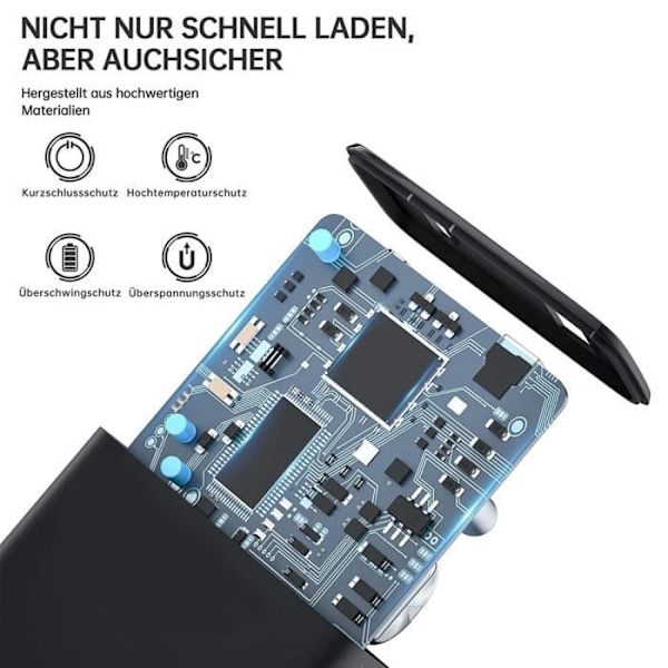 Lader - E.F.CONNECTION - 30W - 2 porte - PD USB-C 20W - QC 3.0 - Sort Svart