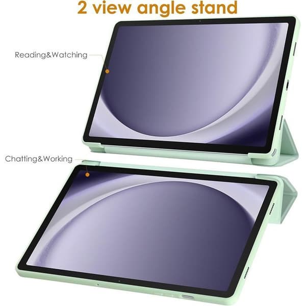 Coque + Härdat Glas - E.F.Connection - för Samsung Galaxy Tab A9 Plus - med Stödfunktion - Grön Grön