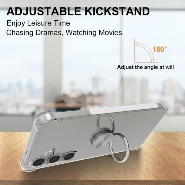 Coque - E.F.CONNECTION - För Xiaomi Redmi Note 13 Pro+ 5G - Silver Ring Stöd - Flexibel - Stötsäker