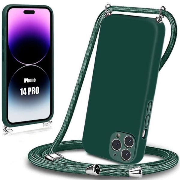 Dragsko till iPhone 14 Pro Nattgrön Mjuk Silikon Anti-Shock Nattgrönt