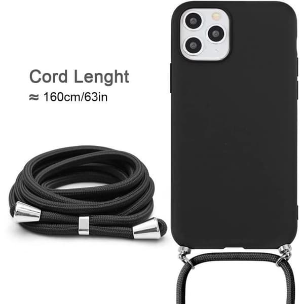 Coque - E.F.CONNECTION - för iPhone 14 Pro Max - Mjuk Silikon - Dragsnöre - Stötabsorberande Svart