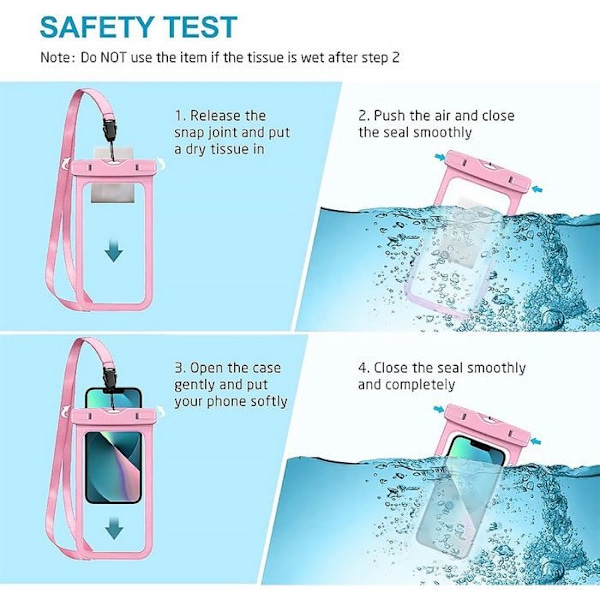 Vattentät fodral för Samsung Galaxy A06 A05s A14 A15 A16 A26 A36 A56 A25 A35 A34 A55 A54 A53 - IPX8 skydd med rosa kant Rosa