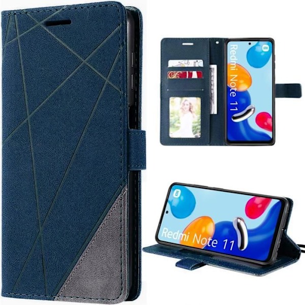 Coque - Xiaomi - Redmi Note 11 - Mörkblå - Mjuk - Vikbar Lock marinblå
