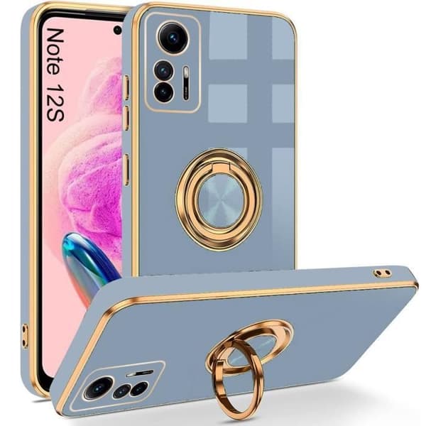 Fodral för Xiaomi Redmi Note 12S - Blå - Stötresistent - Silikon - Ringstativ - Tunn och lätt Blå