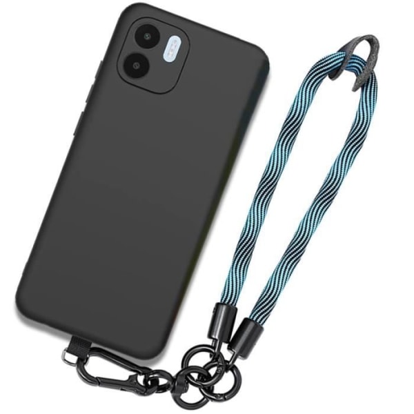 Armbåndscover til Xiaomi Redmi A1 - A2, stødsikker sort silikone med aftageligt blåt armbånd