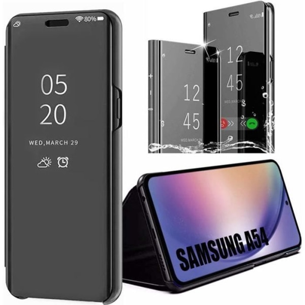 Cover til Samsung Galaxy A54 Beskyttelse foran og bagpå Smart Case Clear View - Sort Svart