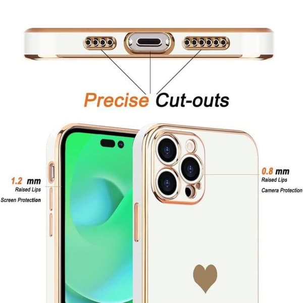 Coque TPU - EF CONNECTION - för iPhone 14 Pro Max - Vit - Hjärtmönster - Skydd av härdat glas Vit