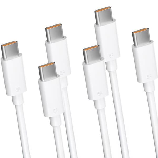 3 Snabb USB-C-kabel 6A 65W för Redmi Note 15 Note 14 Note 13/12/11, Redmi 15C 14C, 13C Redmi Pad SE - Vit 2M Vit