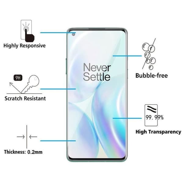 Skyddande film - VCOMP - OnePlus 8 - Härdat glas - 2-pack - Repbeständig