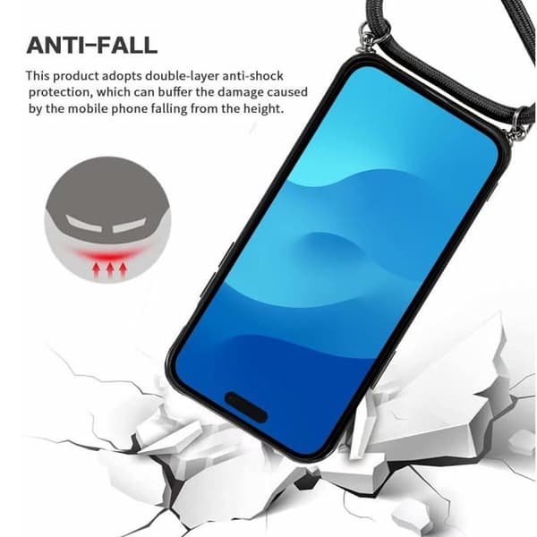 Coque - E.F.CONNECTION - för iPhone 15 Pro Max - Hårda skydd - Matt effekt - Svart snodd Svart