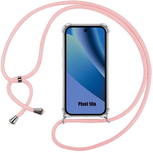 Skyddsfodral för Google Pixel 10a, Transparent Stötsäker Silikon med Rosa Snodd Rosa, klar