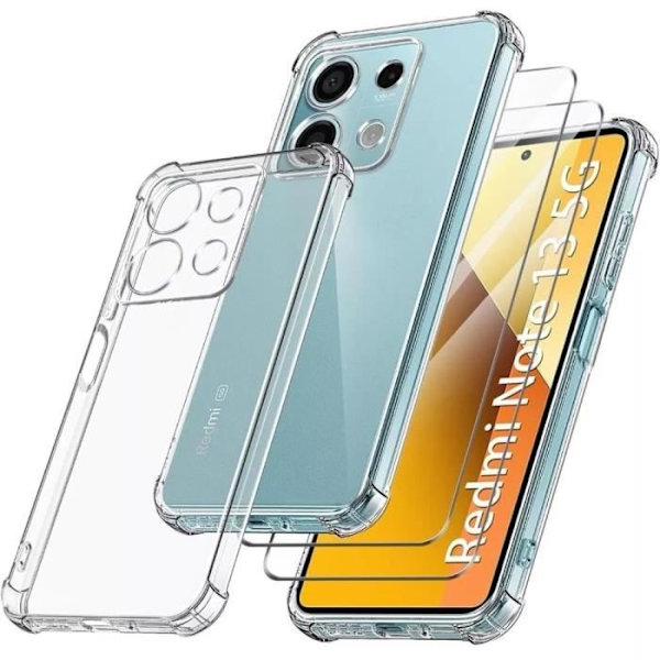 Coque - Xiaomi - Redmi Note 13 5G - TPU Antichock - Transparent - 2 Härdat Glas Transparent