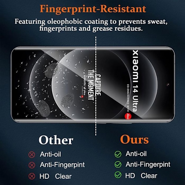 2 Helglasskærm til Xiaomi 14 Ultra - Stød- og ridsebeskyttelse med sort kant Transparent