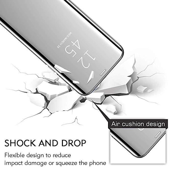 Xiaomi Redmi Note 9S Fodral, Stötsäkert Slim Folio Mirror Fodral med robust skyddsstativ för Xiaomi Redmi Note 9S, Silver Pengar