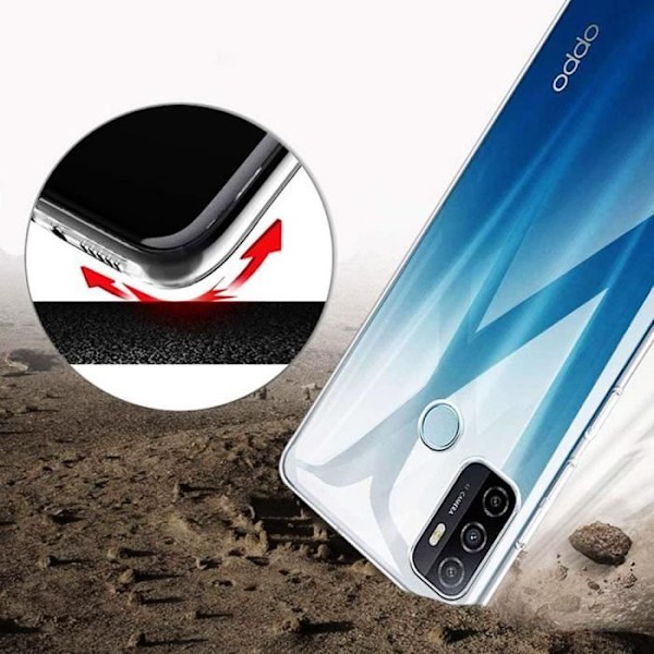 För Oppo A53 2020- A53s-A32- A33 (2020) 6,5": UltraSlim gel silikonfodral - TRANSPARENT + 2x härdat glasfilmer