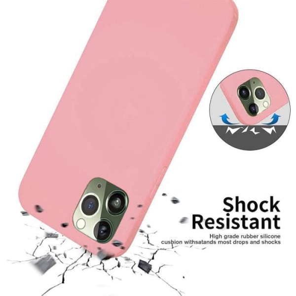 Fodral för iPhone 12 + [Skärmskydd i härdat glas], Fodral i rosa mjuk TPU-silikon