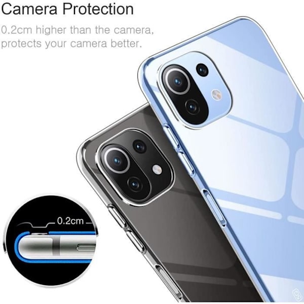 Silikonfodral till Xiaomi Mi 11 Lite + 2 härdade glasögon Transparent skydd