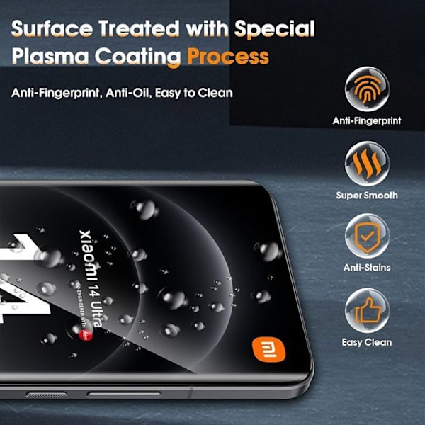 2 Helglasskærm til Xiaomi 14 Ultra - Stød- og ridsebeskyttelse med sort kant Transparent