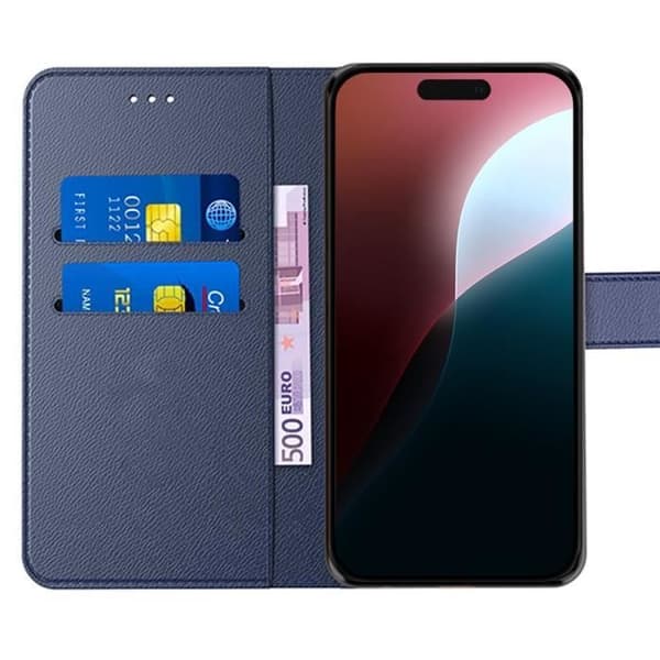 "Skal - E.F.CONNECTION - för iPhone 16 Plus - PU-läder - Magnetisk - Mörkblå" marinblå