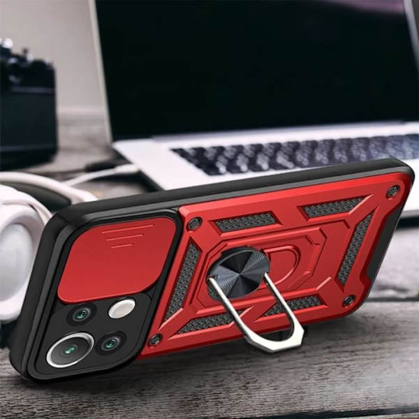 Taske til Xiaomi Mi 11 Red Rigid Back Ring Anti-ridse forstærket kant Röd