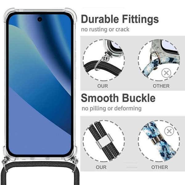 Skyddsfodral för Google Pixel 10a, Transparent Stötsäker Silikon med Rosa Snodd Rosa, klar