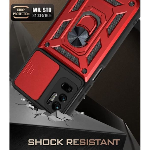 2-pack härdat glas + fodral för Redmi Note 10 5G (6,5 tum) Red Army Style hård anti-skrapa styv ryggring Röd