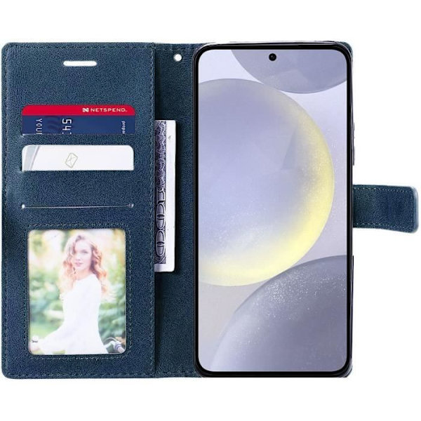 Coque til Samsung Galaxy S24 Plus - MÆRKE - PU Læder Mørkeblå - 2 Tempererede Glas - Magnetlukning marinblå