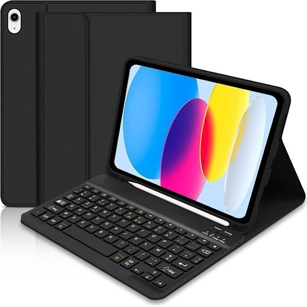 Coque Tangentbord för iPad A16 (11") / iPad 10 2022 (10,9" 10e Generation) Syntetiskt Läder med Bluetooth Tangentbord