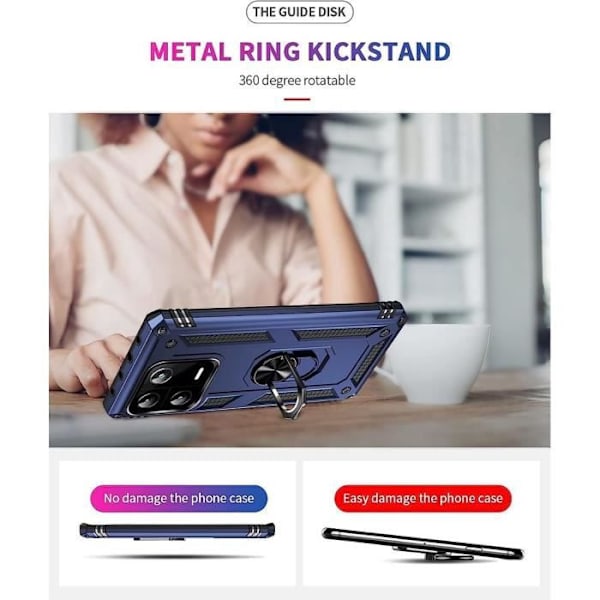 Coque - E.F.CONNECTION - för Xiaomi Redmi Note 13 4G - Stötsäker - Bakre Ringstöd - Styv marinblå