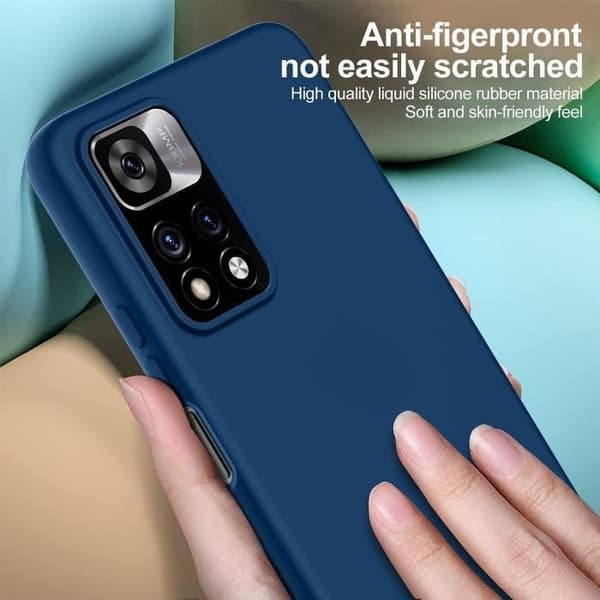 Skyddsskal - E.F.CONNECTION - Redmi Note 11 Pro - Antichock Silikon i Vätska - Slim - Marinblå marinblå