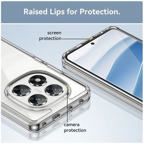 Skyddsfodral - E.F.Connection® - för Xiaomi Redmi Note 14 Pro 5G - Transparent - 2 Härdade Glas - Stöttålig Transparent