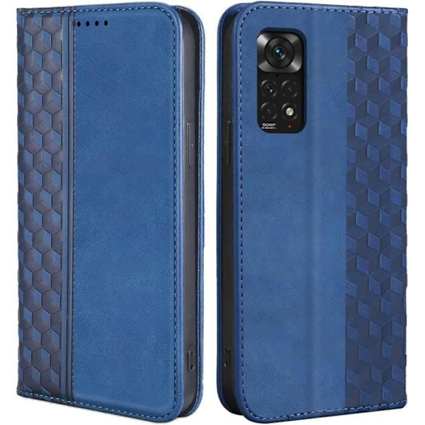Etui til Xiaomi Redmi Note 11- 11S, stødsikker beskyttelse Marineblå syntetisk læder luksus mosaik mønster
