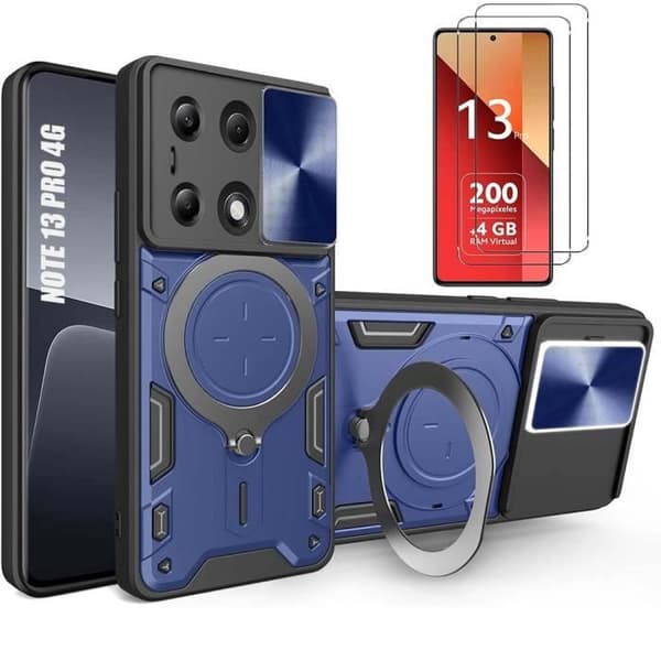 Coque och Härdat Glas För Xiaomi Redmi Note 13 Pro 4G - Mörkblå - Heltäckande Skydd - Stötsäker marinblå