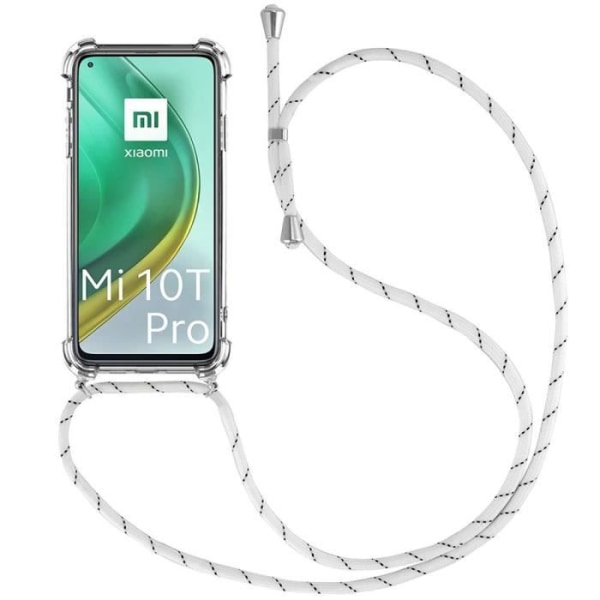 Fodral för Xiaomi Mi 10T Pro (6,67") Anti-Scratch Förstärkt hörn Stötsäkert skydd + Justerbar axelrem Vit Transparent-Vit