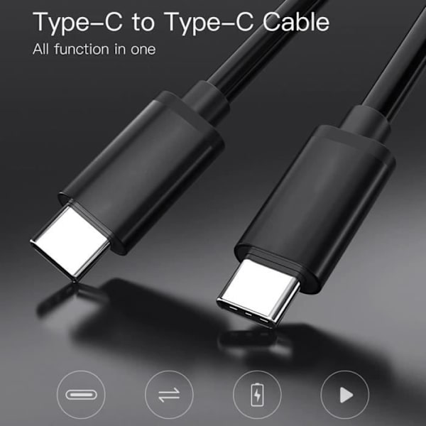 Lot 2 USB-C till USB-C-kablar för Redmi Note 14 - Note 13 - Note 12 - Note 12 Pro - Note 12 Pro+ Svart - 1 Meter Svart