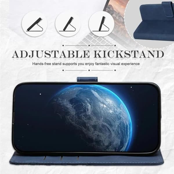 Coque för Xiaomi Redmi Note 12 5G - E.F.Connection - Etui i Präglat Läder - 2 Härdade Glas - Mörkblå - Stöd marinblå
