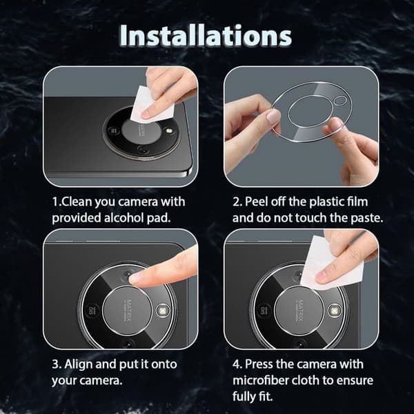 3x Härdat Glas Bakre Kamera för Honor Magic 8 Lite, Rep- och Stötskydd Transparent