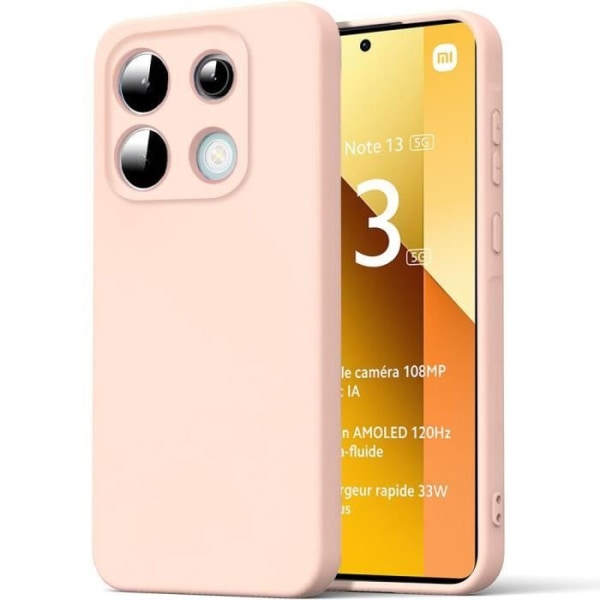 Etui til Xiaomi Redmi Note 13 5G (ikke til 4G) - Slank stødsikker mat flydende silikonebeskyttelse - Pink