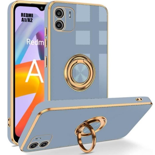 Coque - Xiaomi - Redmi A1/A2 - Blå - Stødabsorberende - Rotérbart Ringstativ Blå