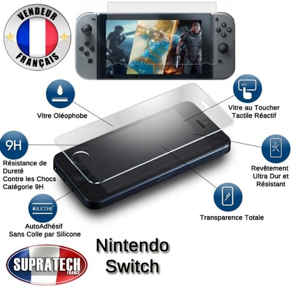 Stötsäkert skärmskydd i härdat glas för Nintendo Switch-konsol