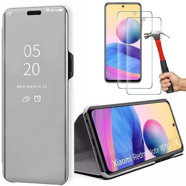 Skal och Härdade Glas för Redmi Note 10 5G - Silver - 360 Graders Skydd - Rep-resistant - Stötsäker Silver