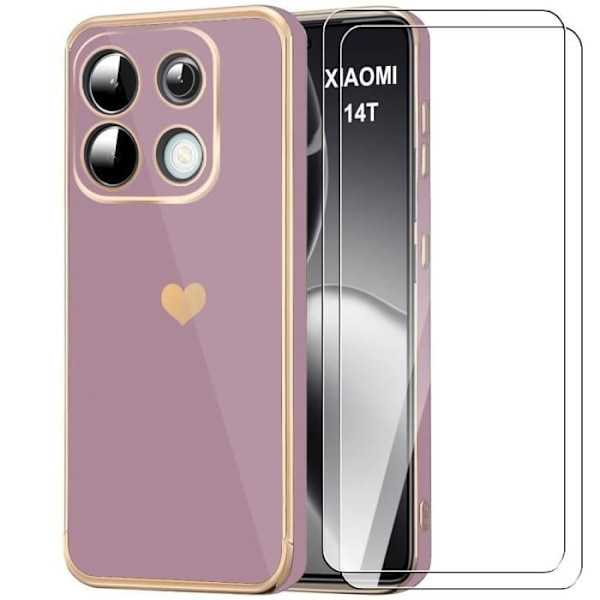 Cover til Xiaomi 14T - Xiaomi - Hjerte Mønster - Blødt Silikone - Luksus - Lilla Lila