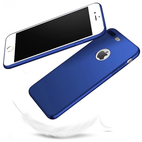 iPhone 6 Plus 6S Plus-fodral (5,5 tum) + Anti-shock TPU Slim Gel i härdat glas - Mattblå Blå