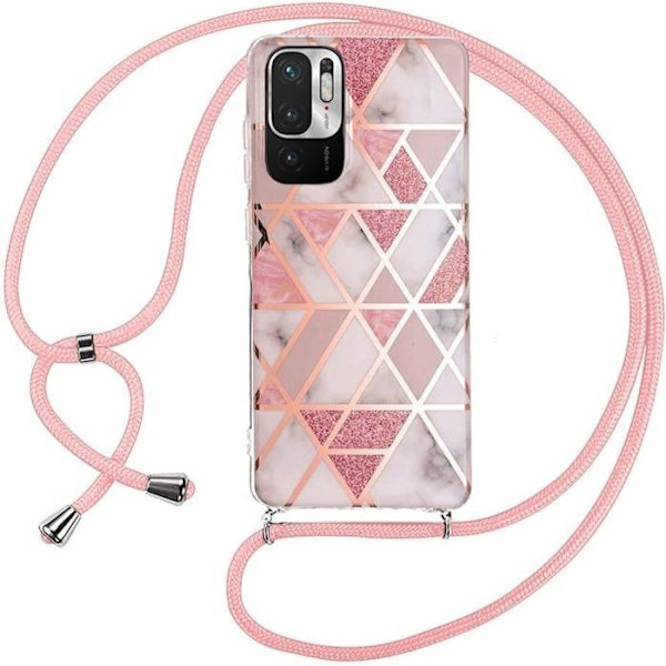 Skyddsfodral - E.F.CONNECTION - för Xiaomi Redmi Note 10 5G - Marmormönster - Stötsäkert - Rosa Rosa