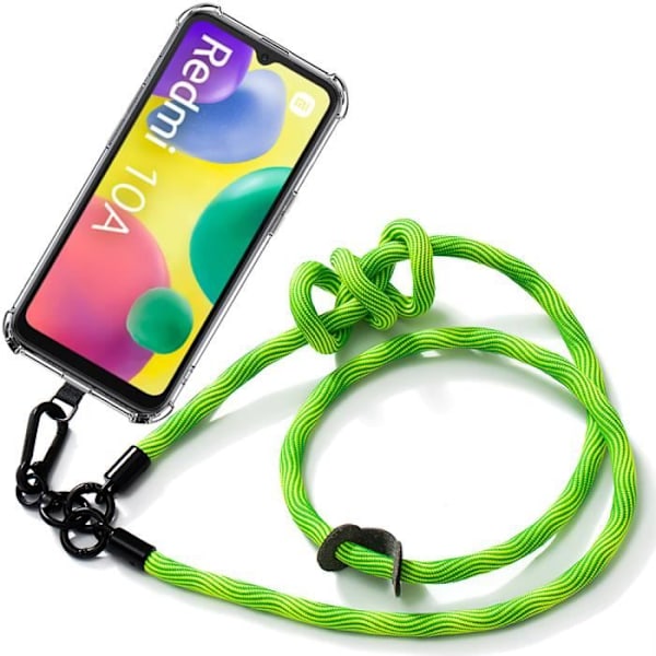 Mjukt skyddsfodral för Xiaomi Redmi 10A och Redmi 9C med grönt band - E.F.CONNECTION Transparent-Grön