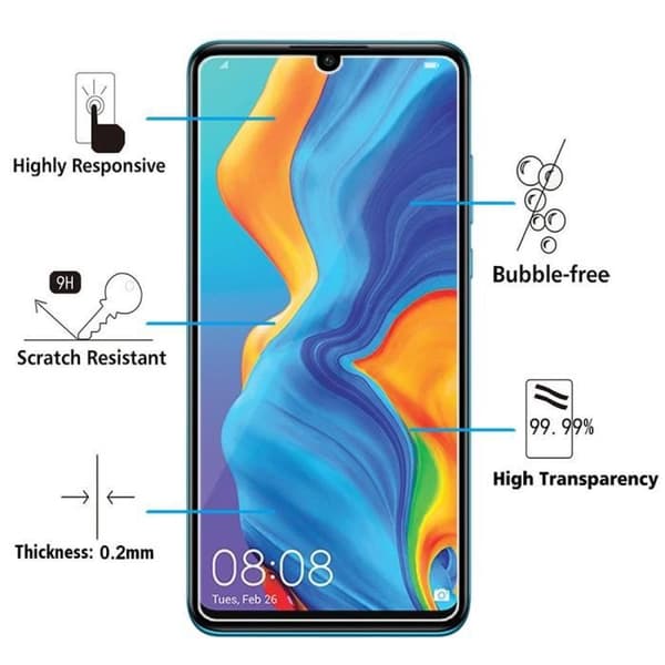 Skärmskydd - VCOMP - Huawei P30 Lite 6.15" - Härdat Glas - 2-pack - Rep resistant TRANSPARENT