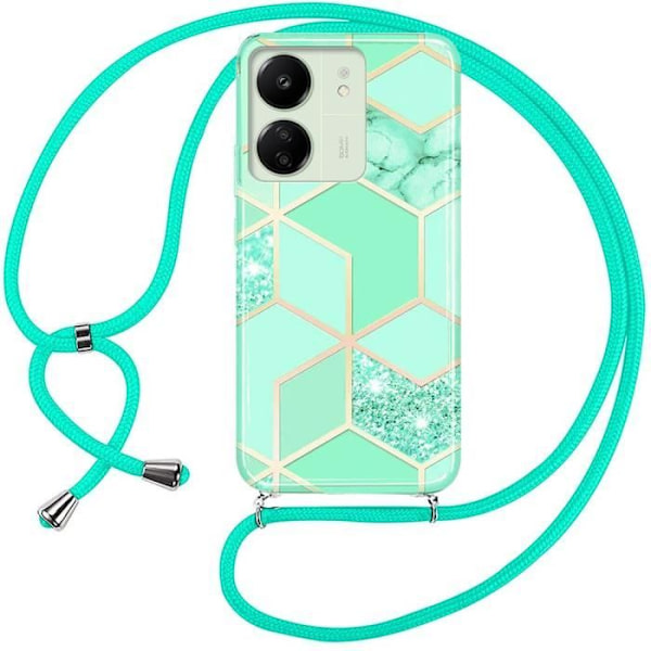 Coque - Xiaomi - Redmi 13C - Stötbärande skydd - Marmortryck i turkos - Modedragkedja Turkos