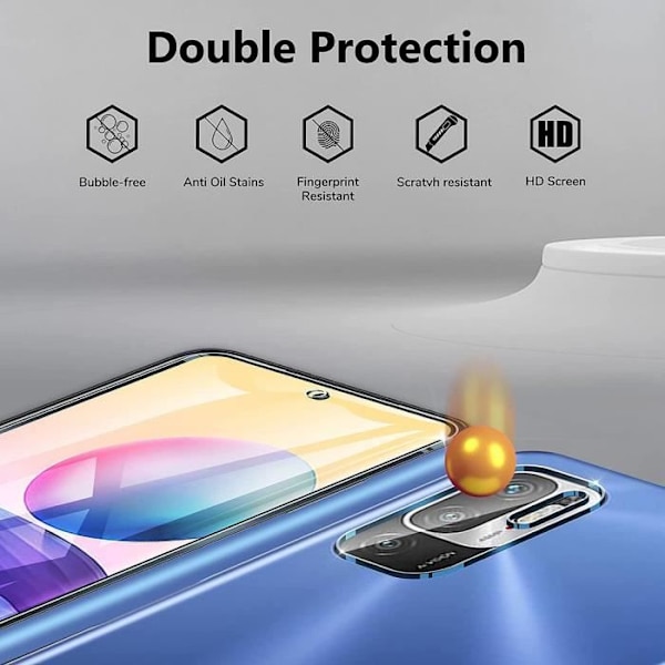Coque Silicone - E.F.CONNECTION - för Redmi Note 10 5G - Mjuk - Transparent - Stötsäker - 2 Härdat Glas Transparent